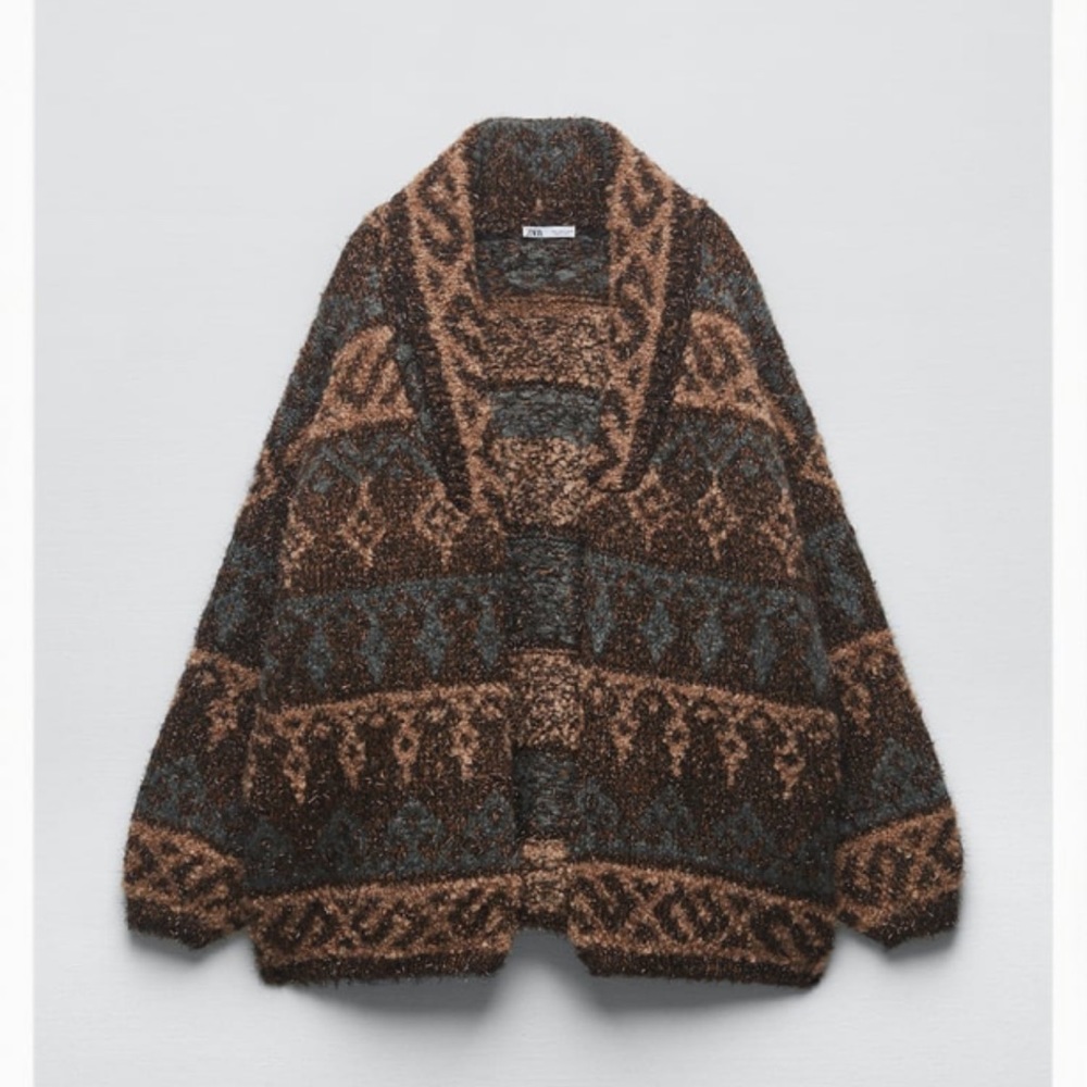 ZARA metallic pattern cardigan